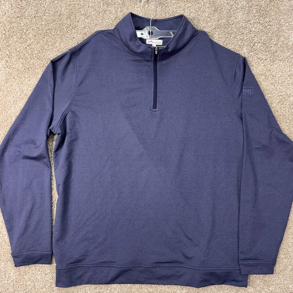 Peter Millar Pullover Mens XXL 1/4 Zip Blue Hilton Logo Stretch EUC